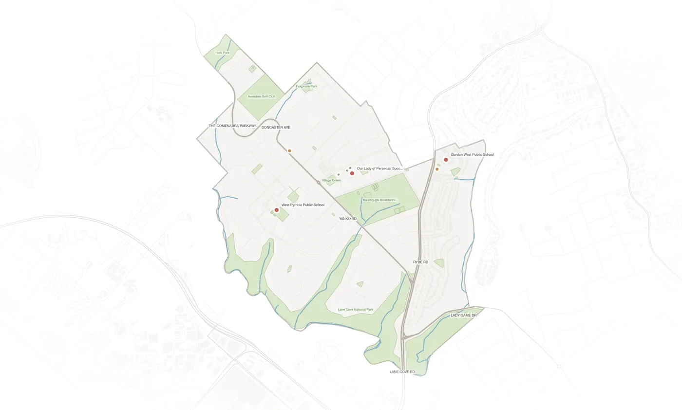 West Pymble urban fabric map