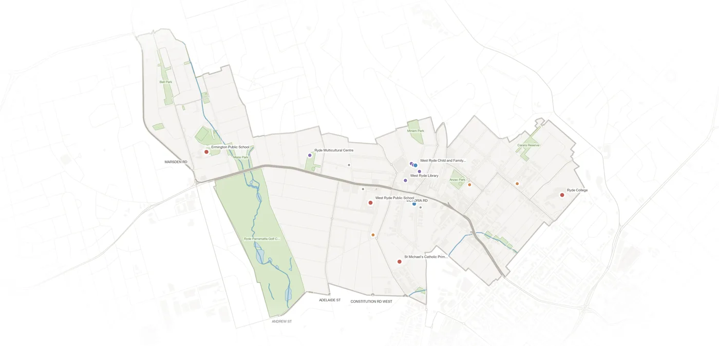 West Ryde urban fabric map