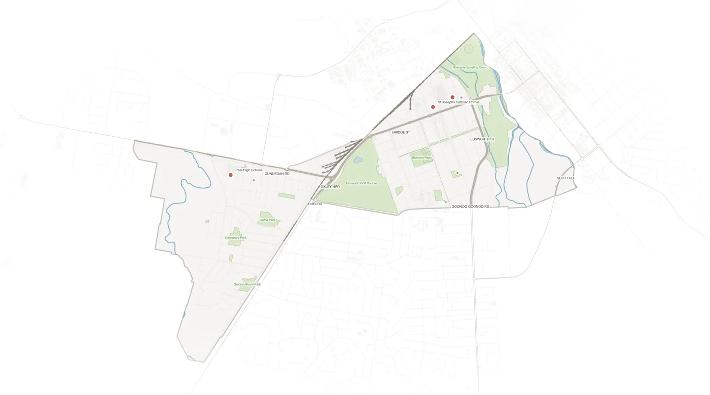 West Tamworth urban fabric map