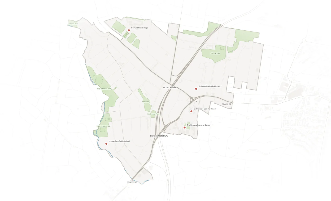 West Wollongong urban fabric map