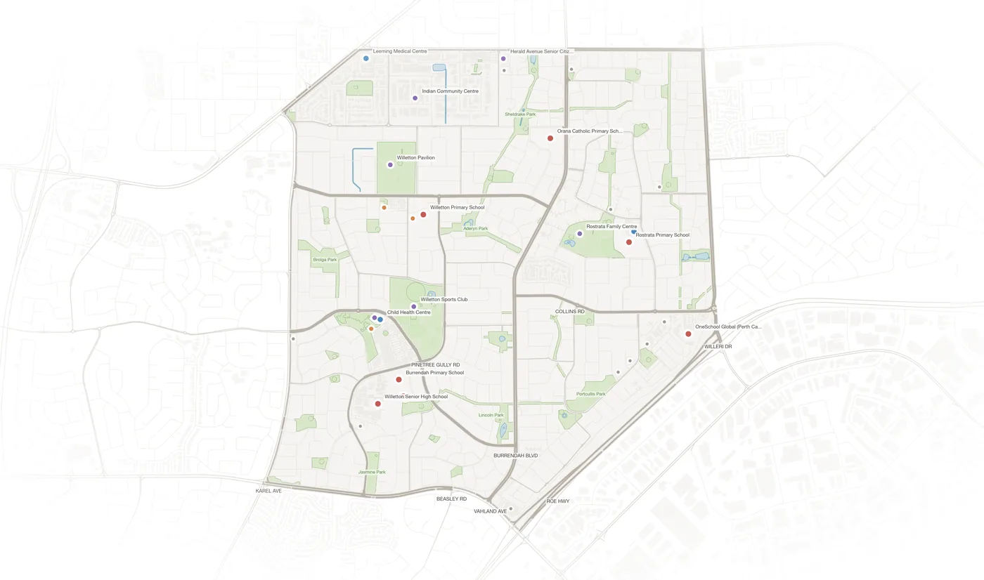 Willetton urban fabric map
