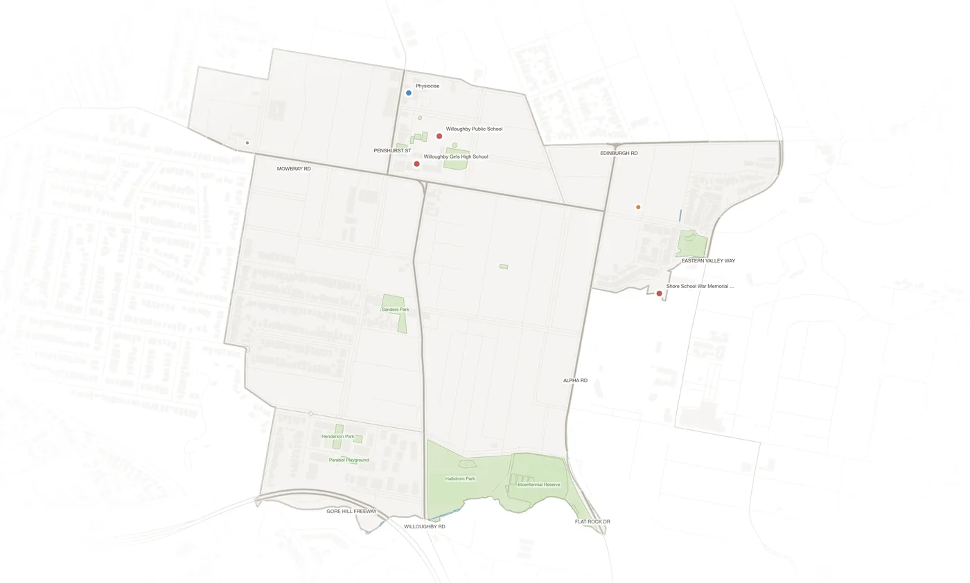 Willoughby urban fabric map