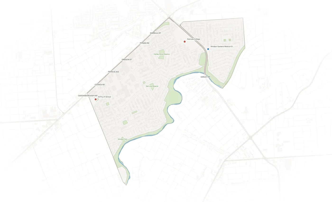 Windsor Gardens urban fabric map