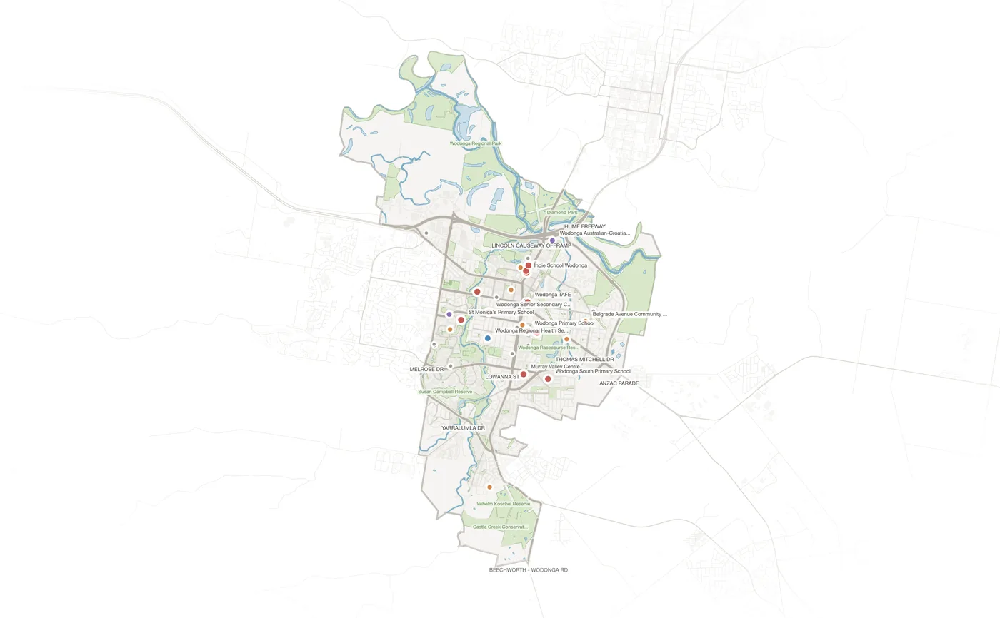 Wodonga urban fabric map