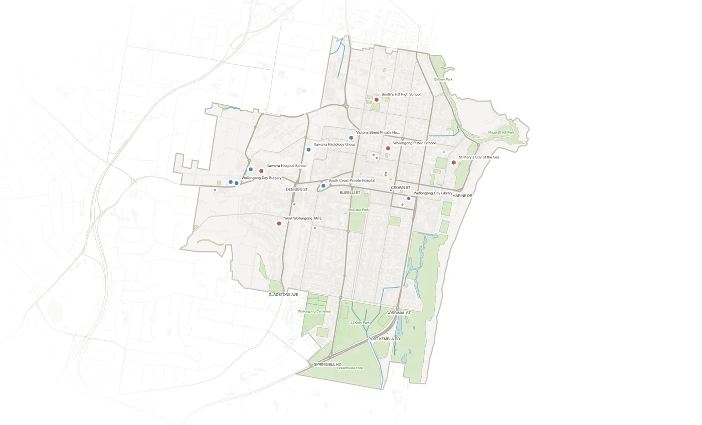 Wollongong urban fabric map