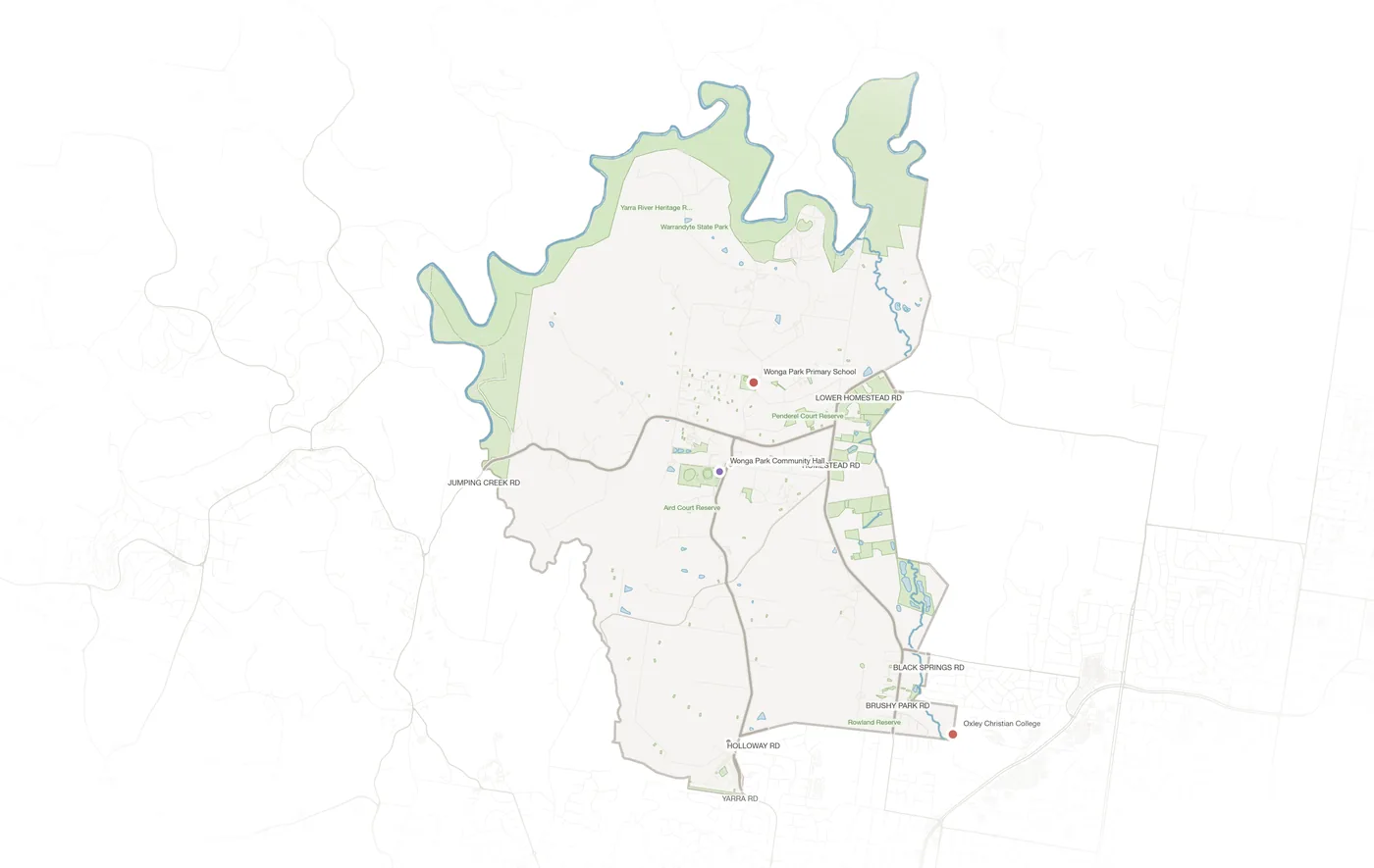 Wonga Park urban fabric map