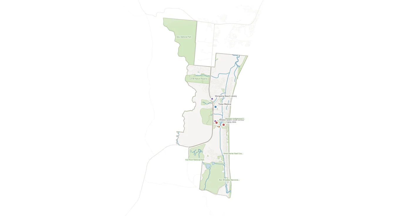 Wongaling Beach urban fabric map
