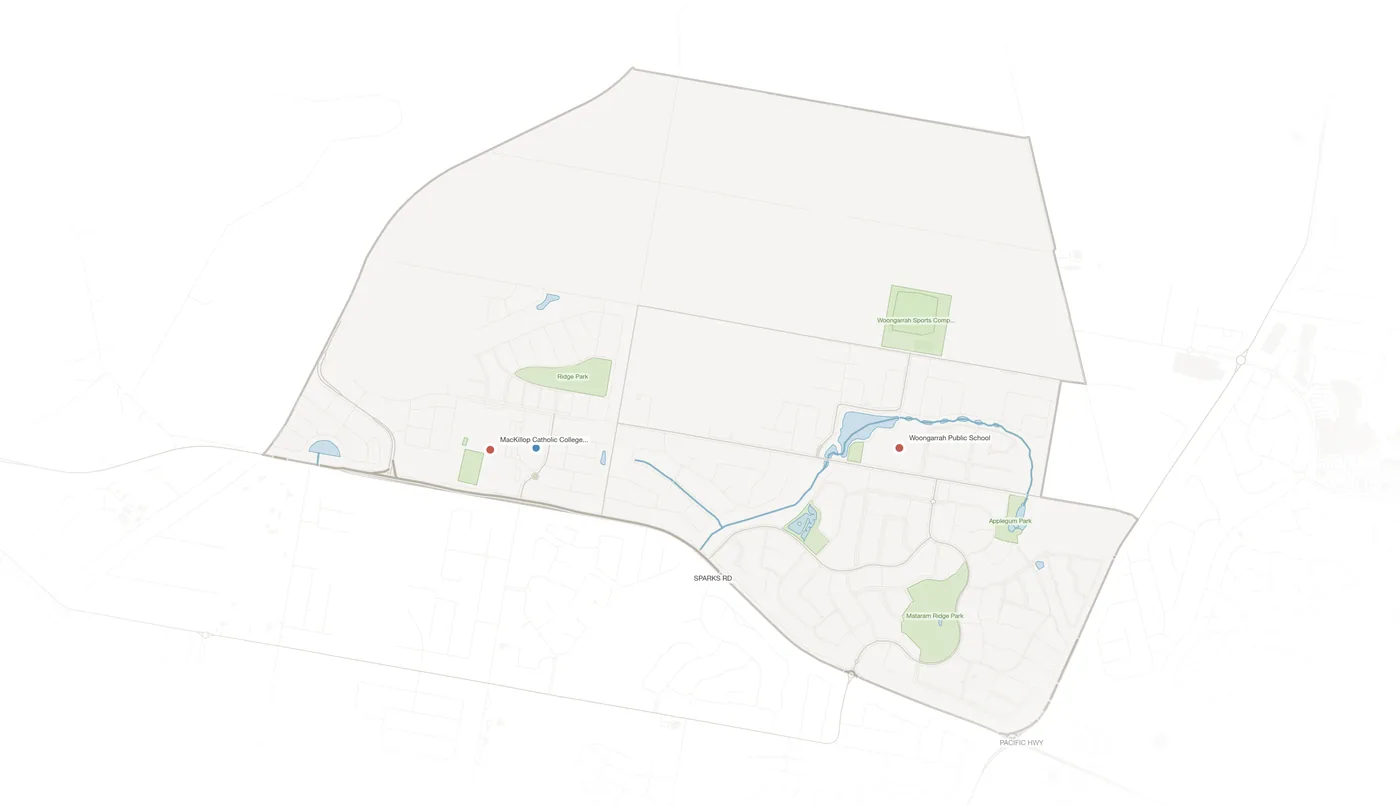 Woongarrah urban fabric map