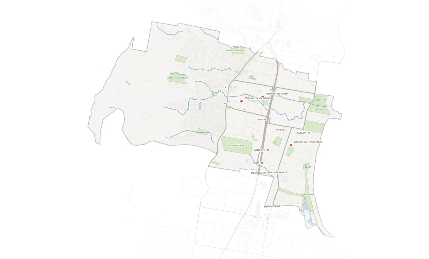 Woonona urban fabric map