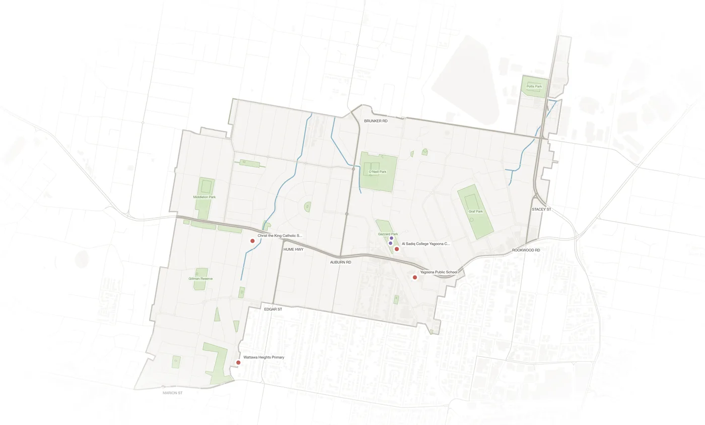 Yagoona urban fabric map