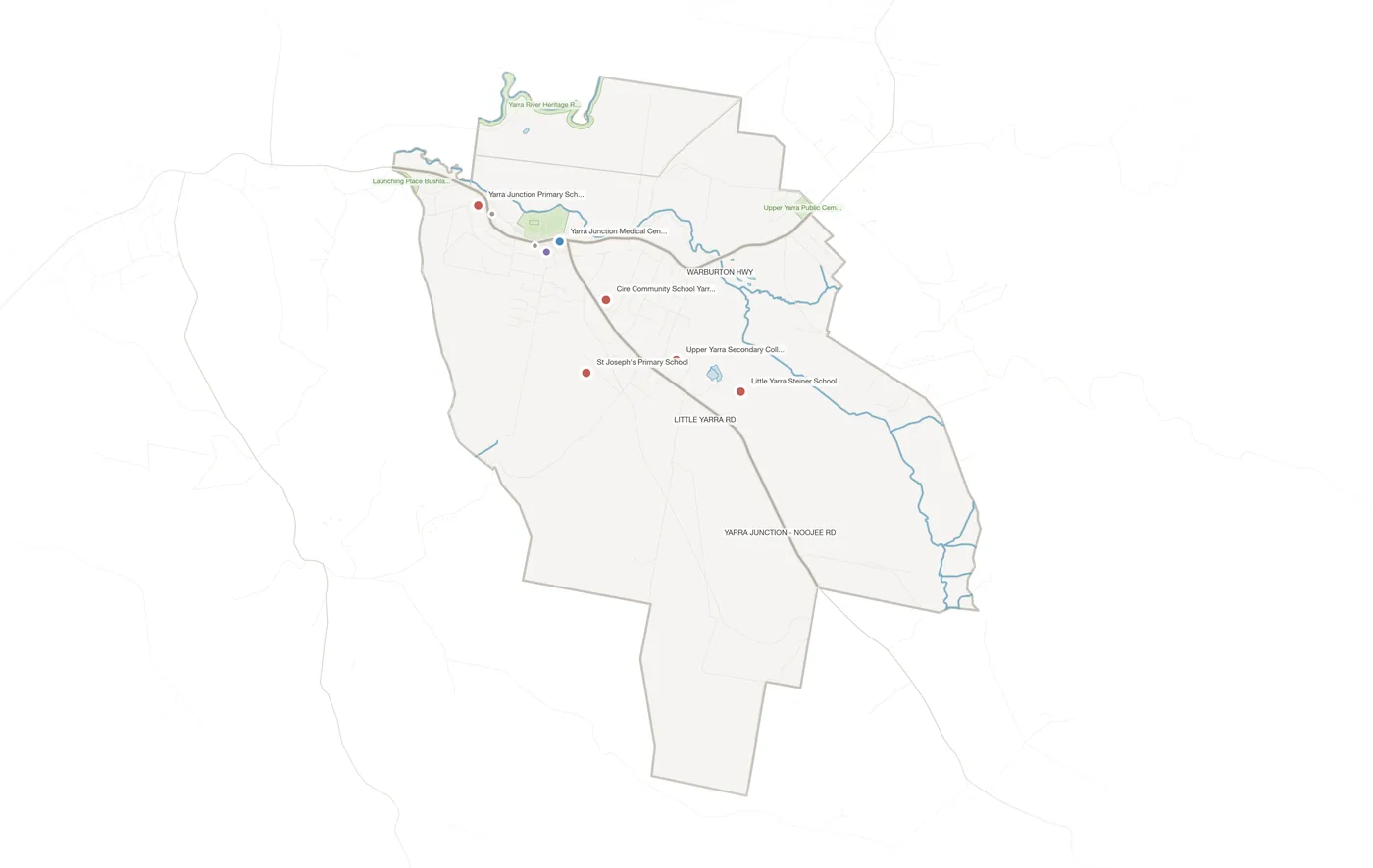 Yarra Junction urban fabric map